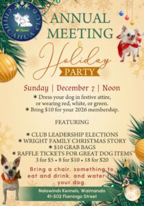 Annual Meeting & Holiday Party @ Nalowinds Kennels